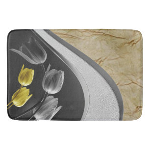 Tapis De Bain Couleur gris et jaune des fleurs de tulipe 2021
