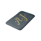 Tapis De Bain Couleur Or Charbon Monogramme Initial Professionne (Angle)