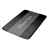 Tapis De Bain Couleur solide Moderne Noir de base Monogramme (Angle)