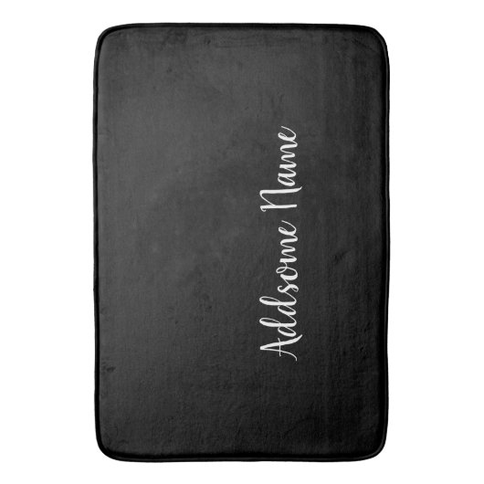 Tapis De Bain Couleur solide Moderne Noir de base Monogramme (devant Vertical)