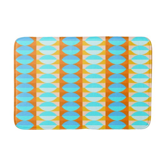Tapis De Bain Couleur Turquoise Bleu Orange Jaune Motif (Devant)