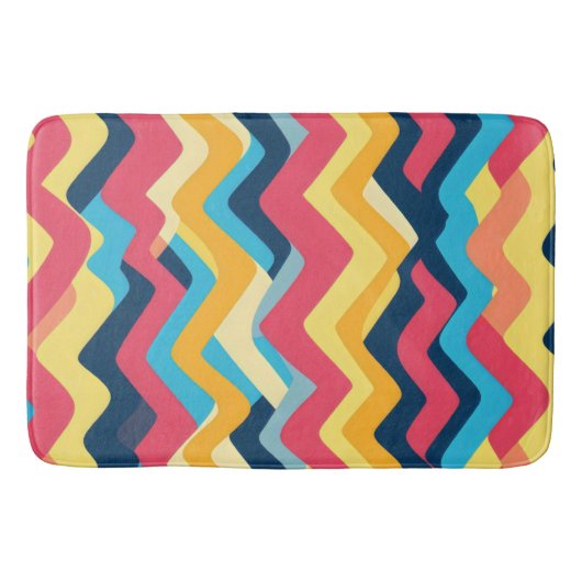 Tapis De Bain Couleurs Abstraites Zigzag Wavy (Devant)