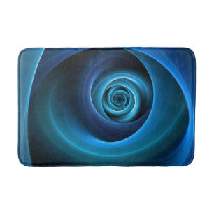 Tapis De Bain Couleurs bleu spirale 3D Art Abstrait fractal mode