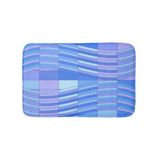 Tapis De Bain Couleurs bleues Rectangles ondulées