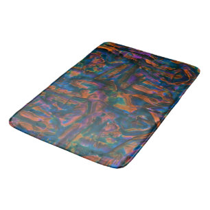Tapis De Bain Couleurs bleues teintées et dentées en cuivre viei