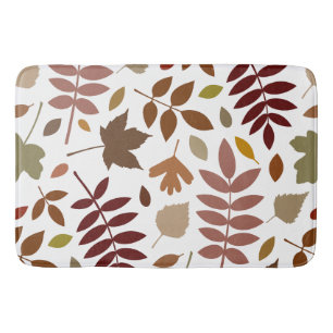 Tapis De Bain Couleurs d'automne en blanc pour les Feuilles tomb