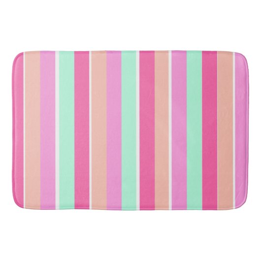Tapis De Bain Couleurs de bonbons rayures (Devant)