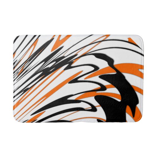 Tapis De Bain Couleurs du Bengale Orange et lignes noires (Devant)