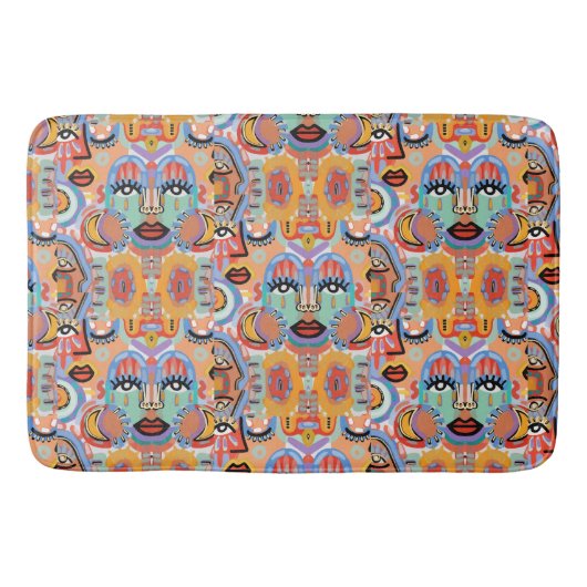 Tapis De Bain Couleurs, Motifs et contours superposés (Devant)