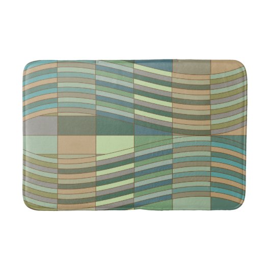Tapis De Bain Couleurs naturelles Rectangles ondulées (Devant)