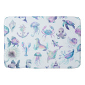 Tapis De Bain Couleurs pastel animaux de mer motif (Devant)