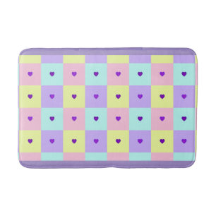 Tapis De Bain Couleurs pastel & coeurs violets battre