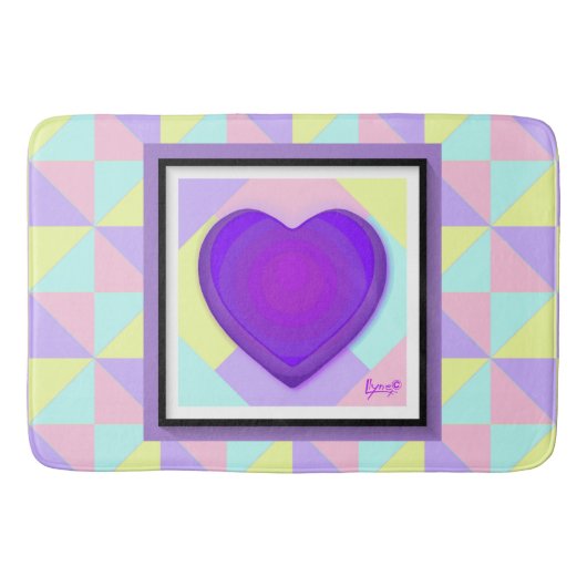 Tapis De Bain Couleurs pastel & coeurs violets battre (Devant)