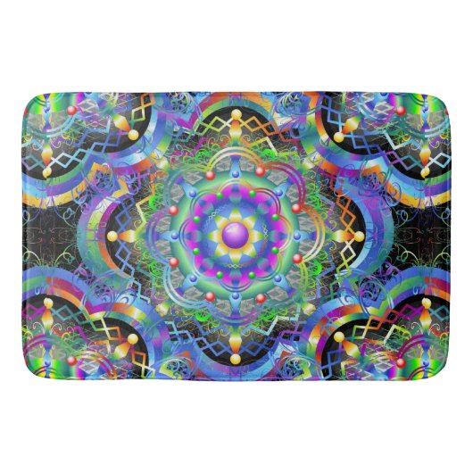 Tapis De Bain Couleurs psychédéliques Universe Mandala (Devant)