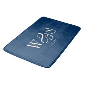 Tapis De Bain Couples de mariage initial bleu marine élégant (Angle)