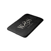 Tapis De Bain Couples de mariage initial noir élégant (Angle)