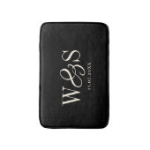 Tapis De Bain Couples de mariage initial noir élégant (Devant (Vertical))