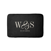 Tapis De Bain Couples de mariage initial noir élégant (Devant)