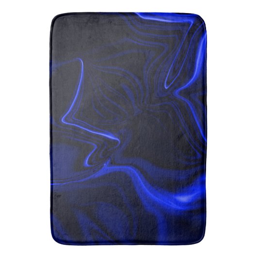 Tapis De Bain Courbes bleues dans image bleue foncée (devant Vertical)