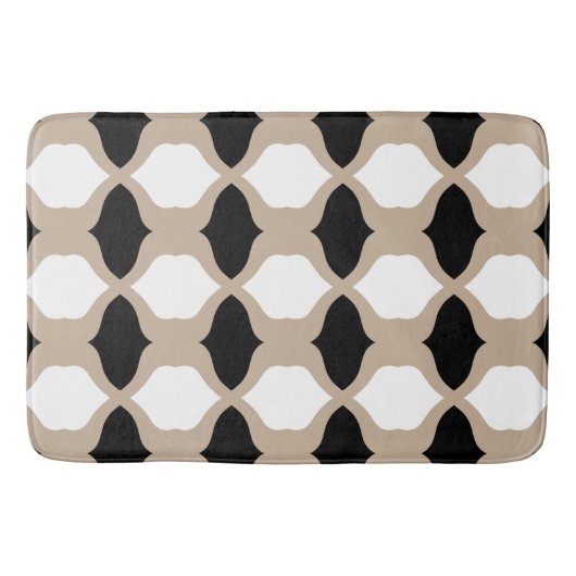 Tapis De Bain Courbes douces Motif - Taupe, noir et blanc (Devant)