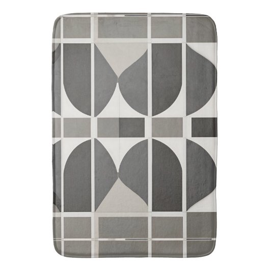 Tapis De Bain Courbes géométriques modernes en gris et blanc (devant Vertical)