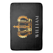 Tapis De Bain Couronne dorée Nom personnalisé Noir (devant Vertical)