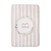 Tapis De Bain Couronne florale rose monogramme (Devant (Vertical))