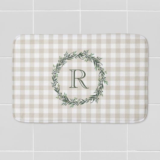 Tapis De Bain Couronne initiale de plaid beige de ferme