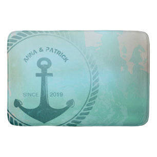 Tapis De Bain Coutume nautique de mariage de rétro Ancre