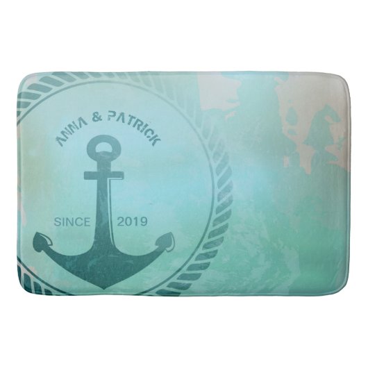 Tapis De Bain Coutume nautique de mariage de rétro Ancre (Devant)