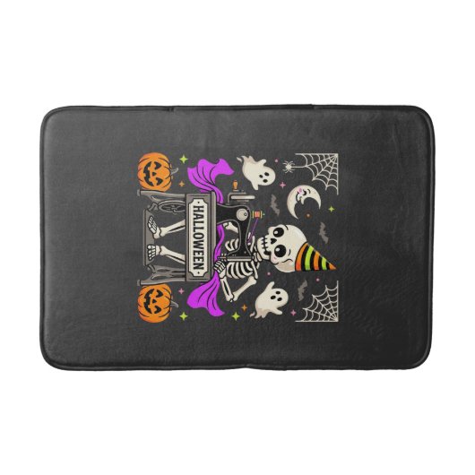 Tapis De Bain Couture de squelette d'Halloween Fantôme Citrouill (Devant)
