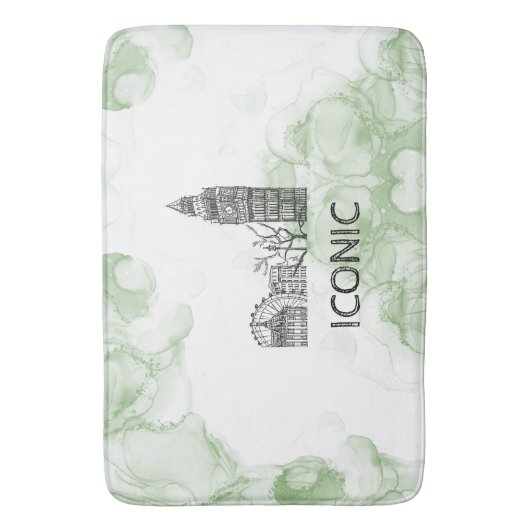 Tapis De Bain Couverture d'aquarelle Londres Tone (devant Vertical)