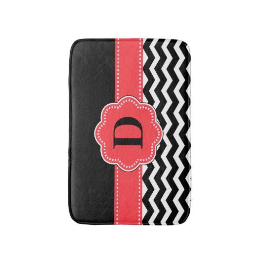 Tapis De Bain Couverture de corail noire de Chevron (Devant (Vertical))