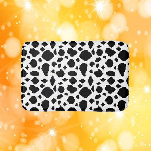 Tapis De Bain Cow Pattern Print Black White Country