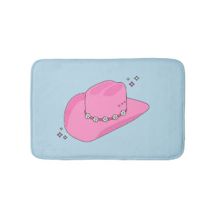 Tapis De Bain Cowboy Casquette Preppy Rose Et Bleu
