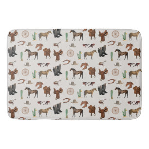 Tapis De Bain Cowboy Cowgirl Western Rodeo Pays Motif