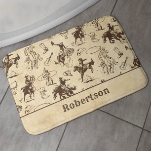 Tapis De Bain Cowboy Rodeo Chevaux Occidentaux Personnalisé
