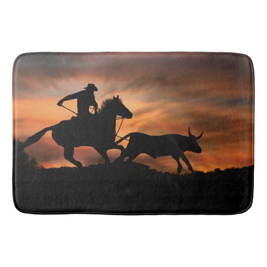 Tapis De Bain Cowboy Roping a Steer Bathmat (Devant)