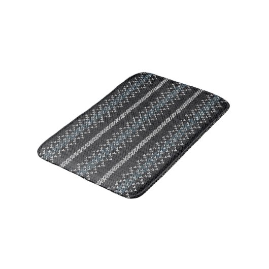 Tapis De Bain Cozy Knitted Pattern Black and Gray  (Angle)