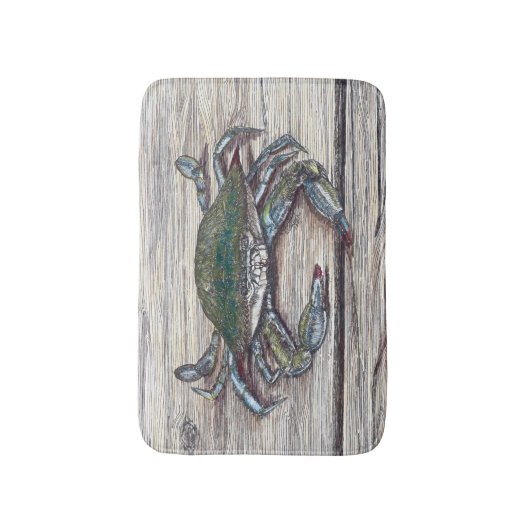 Tapis De Bain Crabe bleu à quai (Devant (Vertical))