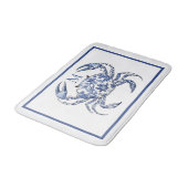 Tapis De Bain Crabe Bleu Monogramme Nautical Coastal (Angle)