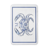 Tapis De Bain Crabe Bleu Monogramme Nautical Coastal (Devant (Vertical))