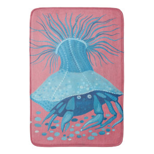 Tapis De Bain Crabe ermite, Côtes sous-marines, Animaux Bleus ro