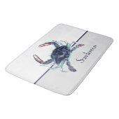 Tapis De Bain Crabe marine bleu et blanc (Angle)