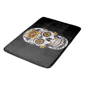 Tapis De Bain Crâne à sucre rose jaune sur noir (Angle)