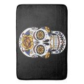 Tapis De Bain Crâne à sucre rose jaune sur noir (devant Vertical)