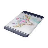 Tapis De Bain Crâne animal Boho avec papillons et fleurs (Angle)