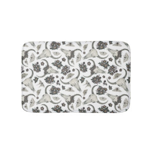Tapis De Bain Crâne animal gothique avec fleurs Motif