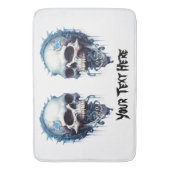 Tapis De Bain Crâne bleu avec des vers et des détails steampunk (devant Vertical)