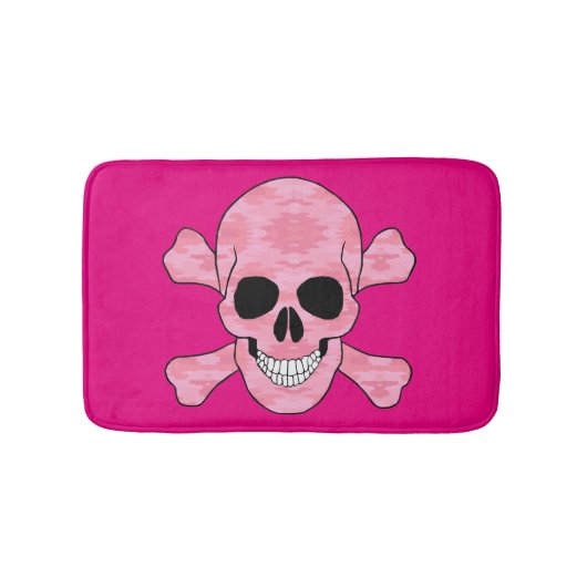 Tapis De Bain Crâne De Camouflage Rose Et Mat De Bain Crossbones (Devant)